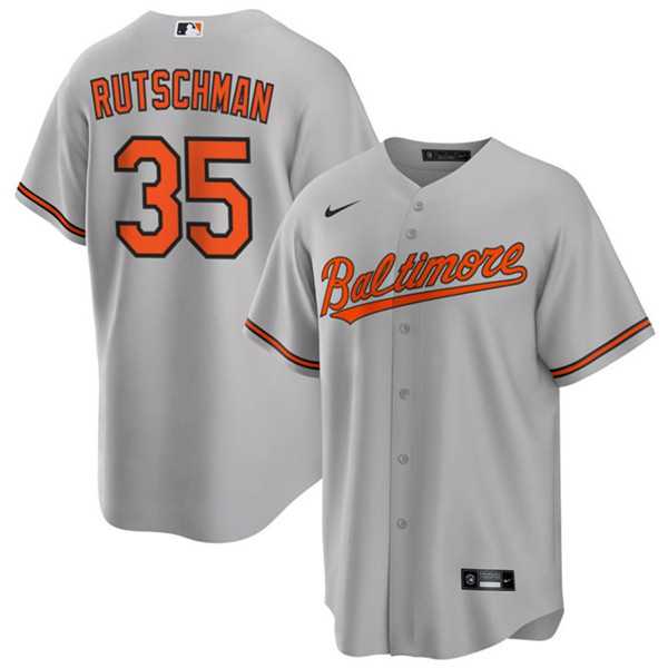 Mens Baltimore Orioles #35 Adley Rutschman Gray Cool Base Stitched Jersey Dzhi->baltimore orioles->MLB Jersey